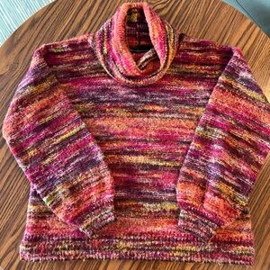 Peruvian Connection Vibrant Cowl Neck Sweater